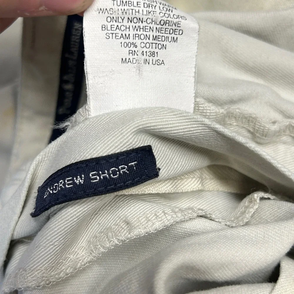 Polo Ralph Lauren Andrew Short Beige Mens 33 Pleated Chino Vintage Made in USA
